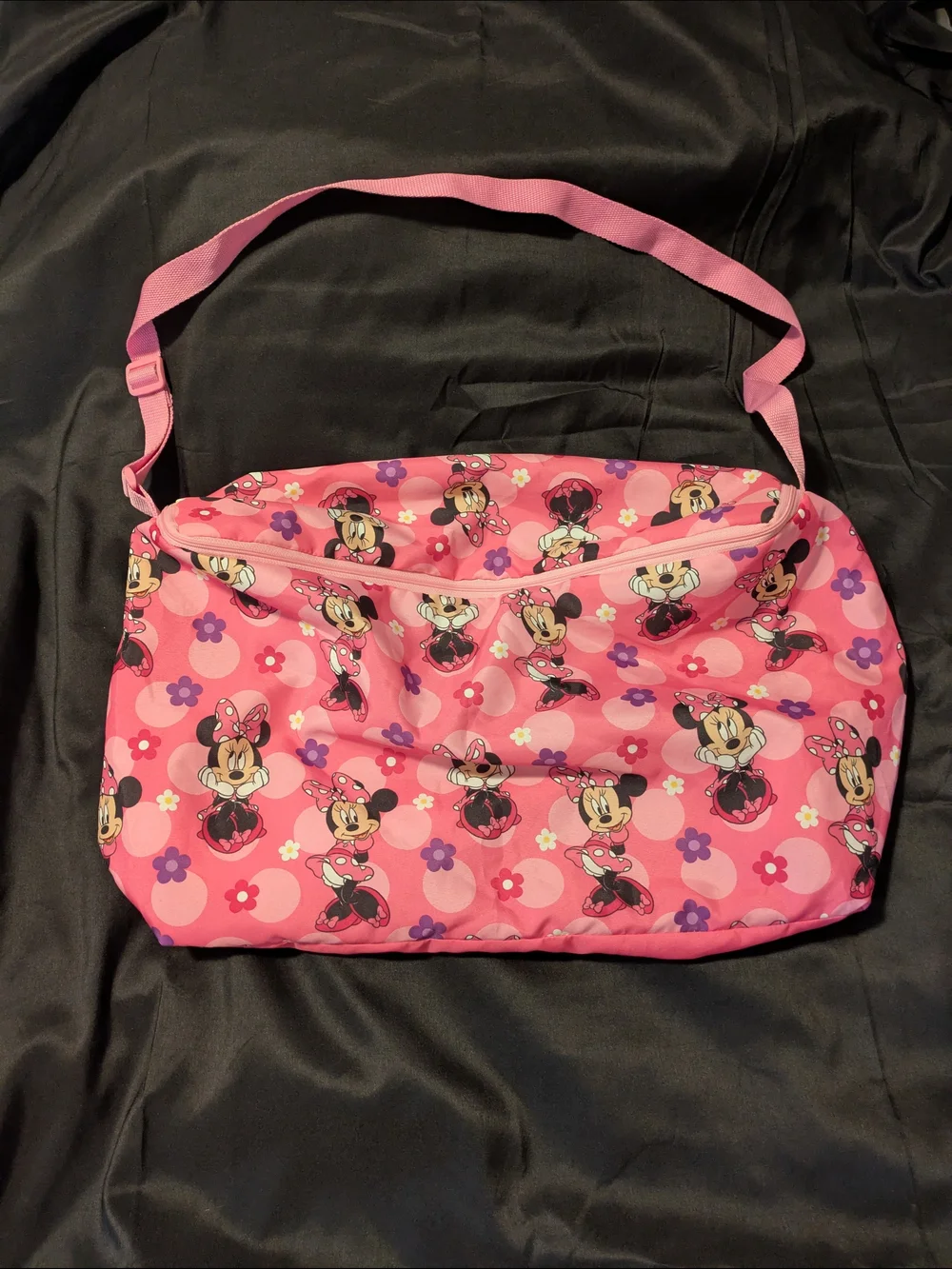 Disney Pink Minnie Mouse Floral Print Adjustable Shoulder Bag